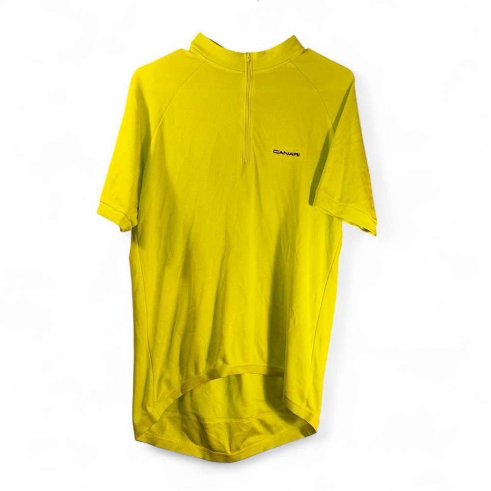 Canari Men's Yellow Cycling Shirt Jersey Short Sleeve Size XL